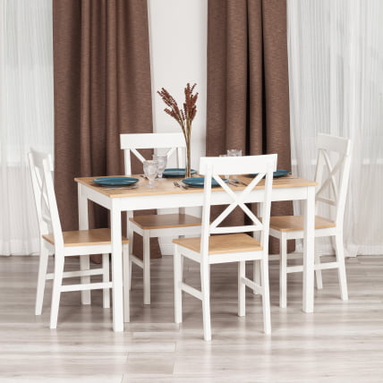 Обеденный комплект Хадсон (стол + 4 стула)/ Hudson Dining Set (mod.0103) МДФ/тополь/меламин, стол: 118х74х73 см, стул: 42,5x46,5x93,5 см, White (Белый) / Natural_8
