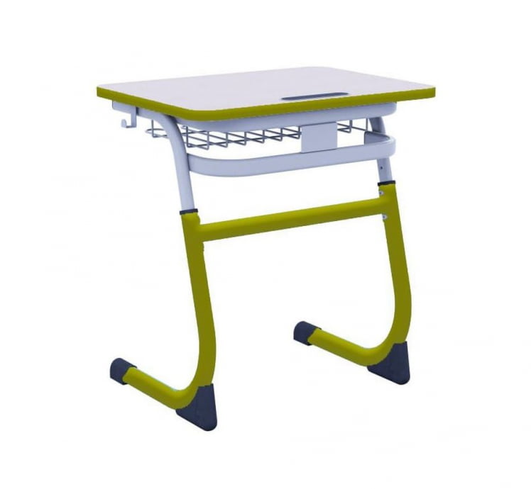 Парта одноместная регулируемая по высоте СМАРТЙ 600х500  с антивандальной  полиуретановой кромкой (рост 5-7) Оливковый/Серый / SMARTY_0