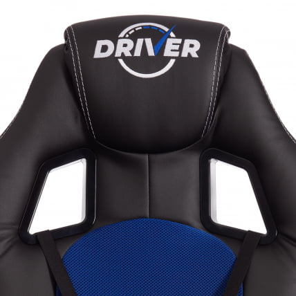 Кресло DRIVER (22) кож/зам/ткань, черный/синий, 36-6/TW-10_7