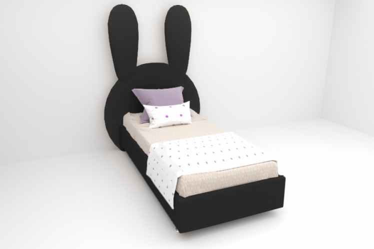 Детская кровать &куот;Зайка&куот; с ортопедическим основанием Цвет фасада: Кольт Ч; Цвет корпуса: Кольт Ч; Материал фасада: Искусственная кожа; Размер: 800х2000 мм; Спальное место: 800х2000 мм / "Зайка"_0