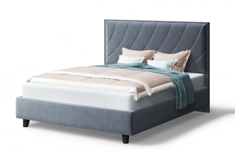 Кровать СОФИЯ 2000*1200мм (на опорах), велюр Бренди лайт 28 (серый), (б/основания, б/матраса)_0