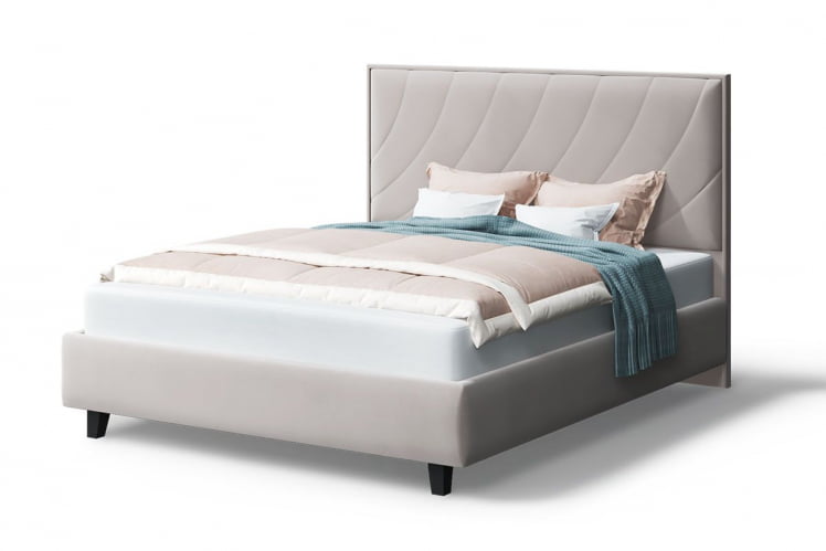 Кровать СОФИЯ 2000*1400мм (на опорах), велюр НЕО 02 (бежевый), (б/основания, б/матраса) / NEO_0