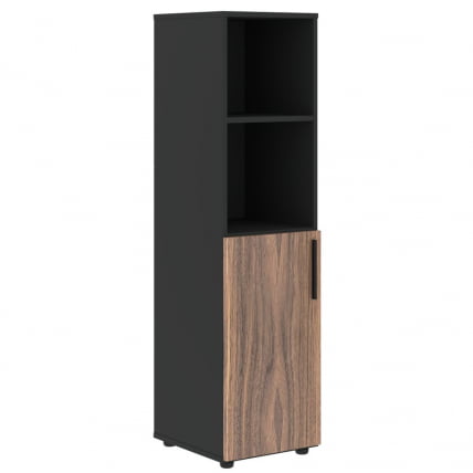 Шкаф-колонка с глухой малой дверью (левый) VELION VENEER VRMCS 40.5 L Американский орех Яшма черная_0