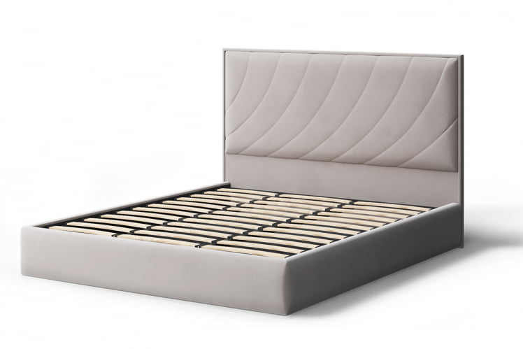 Кровать СОФИЯ 2000*1400мм (без опор), велюр НЕО 02 (бежевый), (б/основания, б/матраса) / NEO_1