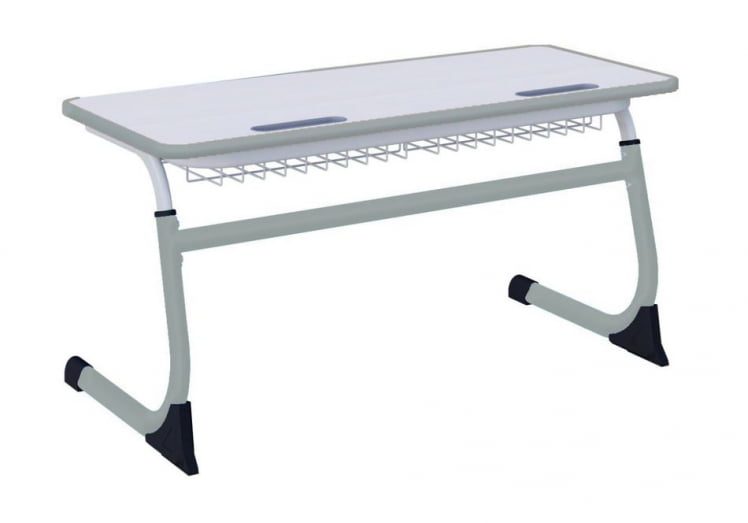 Парта двухместная регулируемая по высоте СМАРТЙ  с антивандальной  полиуретановой кромкой (рост 5-7) Серый/Серый / SMARTY_0