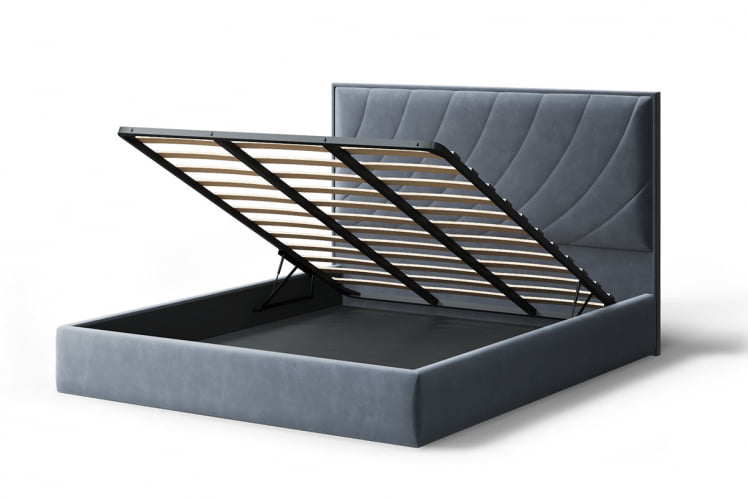 Кровать СОФИЯ 2000*1600мм (без опор), велюр Бренди лайт 28 (серый), (б/основания, б/матраса)_2