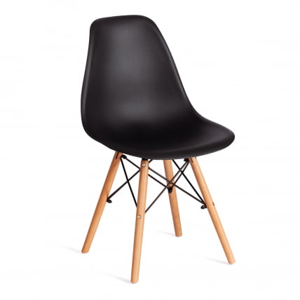 Стул CINDY (EAMES) (mod. 1801) дерево бук/металл/сиденье пластик, 45x51x82 см, Black (черный)_0