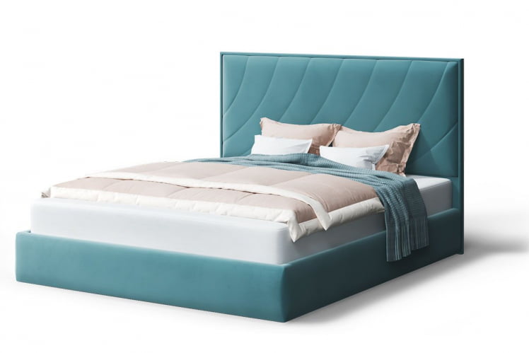 Кровать СОФИЯ 2000*1400мм (без опор), велюр НЕО 22 (бирюзовый), (б/основания, б/матраса) / NEO_0