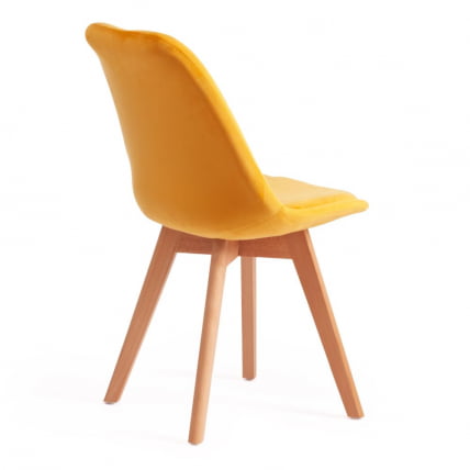 Стул TULIP SOFT (mod. 74) / 1 шт. в упаковке вельвет/дерево , 54 х 47 х 83 см , желтый (HLR 41)/натуральный_1