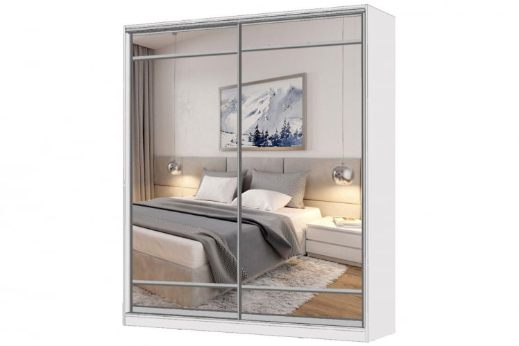 Шкаф-купе 2-х дверный Виктория 1800х584х2300, Белый 18ДЗЗЗДЗЗЗ-ПППШ-Б 310-644_0