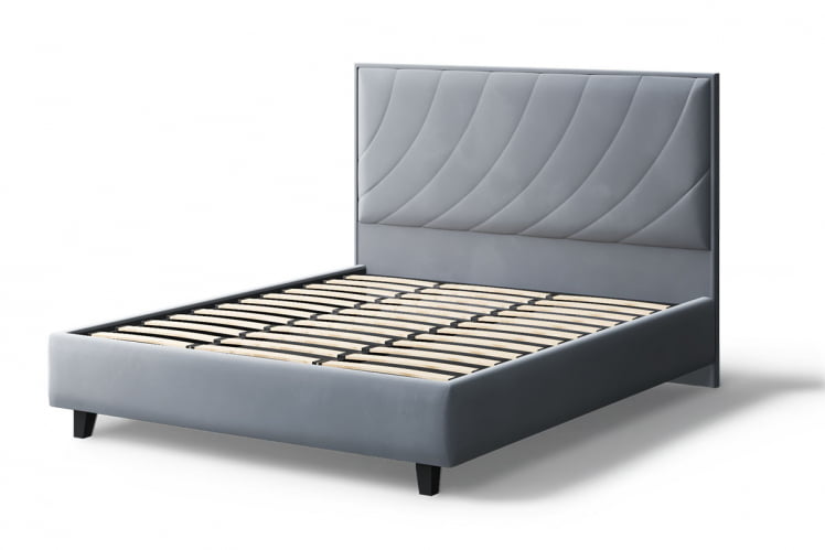 Кровать СОФИЯ 2000*1600мм (без опор), велюр НЕО 25 (серый), (б/основания, б/матраса) / NEO_1