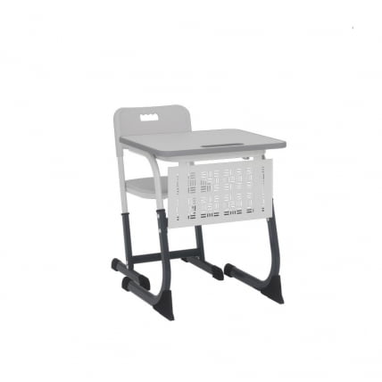 Парта одноместная регулируемая по высоте СМАРТЙ ПЛУС 600х500 с антивандальной  полиуретановой кромкой (рост 3-5) Антрацит/Белый/Серый / SMARTY PLUS_1