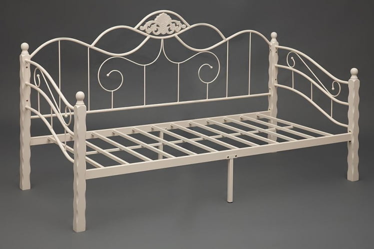 Кровать CANZONA дерево гевея/металл, 90*200 см (Day bed), Белый (butter white)_1