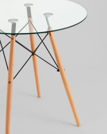 Стол круглый EAMES DSW NEW D=80 прозрачный стеклянный_3