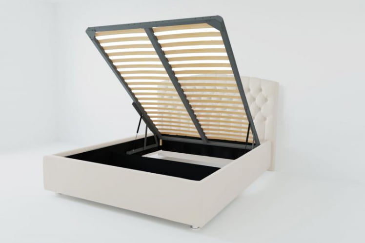 Мягкая интерьерная кровать "Берлин" с подъемным механизмом Материал фасада: Искусственная кожа; Спальное место: 1600х2000 мм; Цвет фасада: Белый; Цвет корпуса: Белый _0