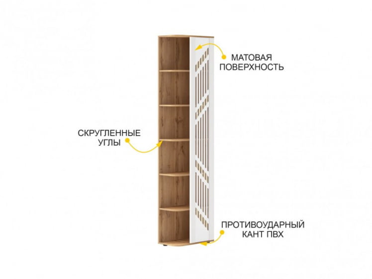Стеллаж торцевой (лев/прав) Монако 903.17 Дуб Вотан / Белый шпон / Альпийский белый Стеллаж торцевой (лев/прав) Монако 903.17 Дуб Вотан / Белый шпон / Альпийский белый_3