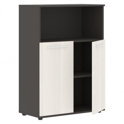 Шкаф с глухими малыми дверьми ЕДИС ЕМCС 85.3 Ясень Траун Белый Мокко / EDIS EMCS_1