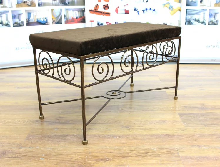 Банкетка Ариадна кованая шоколад с подушкой_0