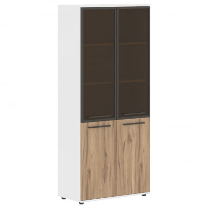 Шкаф комбинированный  с дверьми в металлической раме ЕДИС ЕХCС 85.7 Дуб Денвер светлый Мокко Белый / EDIS EHCS_0