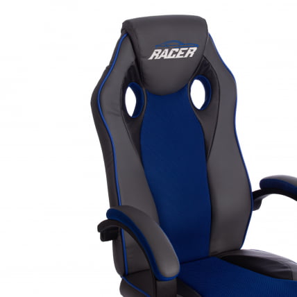 Кресло RACER GT new кож/зам/ткань, металлик/синий, 36/10_7