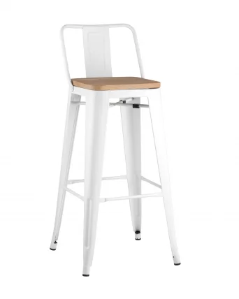 Стул барный Tolix Wood 75.5  со спинкой Белый_0
