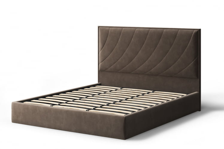 Кровать СОФИЯ 2000*1400мм (без опор), велюр Бренди лайт 29 (коричневый), (б/основания, б/матраса)_1
