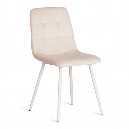 Стул CHILLY (mod. 7094-1) вельвет/металл, 44,5х52,5х86 см, beige (бежевый) HLR2 / белый_0