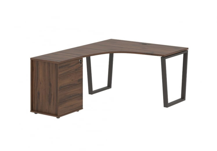 Стол эргономичный с тумбой левый EDIS EVCET 1318 L Дуб Денвер темный Мокко_0