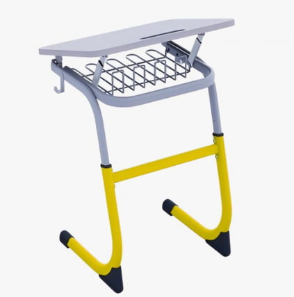 Парта одноместная регулируемая по высоте СМАРТЙ 600х500 с углом наклона столешницы (рост 5-7) Зеленый/Серый / SMARTY_1