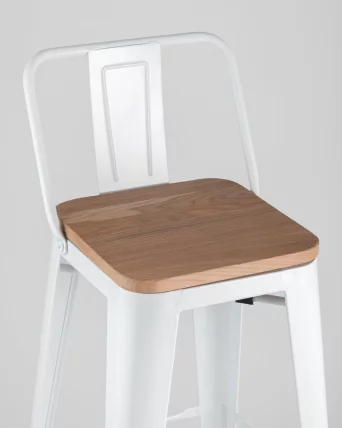Стул барный Tolix Wood 75.5  со спинкой Белый_7