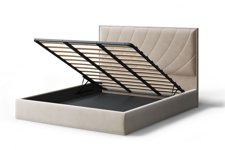 Кровать СОФИЯ 2000*1600мм (без опор), велюр Бренди лайт 03 (бежевый), (б/основания, б/матраса)_2