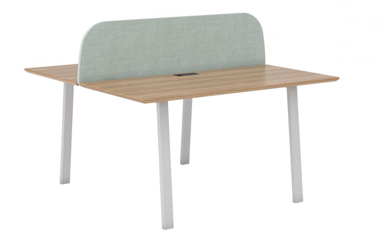 Рабочая станция на 2 места с тканевым экраном А-образные опоры 60х30 ЕCО142/А/60х30/ВХТ/АНТ.У003 +ЕCО501.ЗЕЛ / ECO142/А/60х30/WHT/ANT.U003 +ECO501.ZEL_0