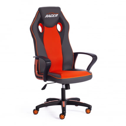Кресло RACER кож/зам/ткань, металлик/оранжевый, 36/07 Кресло RACER кож/зам/ткань, металлик/оранжевый, 36/07_0