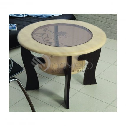 Стол журнальный Маджеста - 6 с пескоструйным рисунком Венге/Клен Азия_0