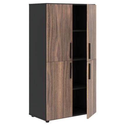 Шкаф с 2 комплектами глухих малых дверей VELION VENEER VRMCS 80.4 Американский орех Яшма черная_1