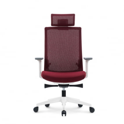 Кресло руководителя RUBY white frame (крестовина алюминий) Красный_1