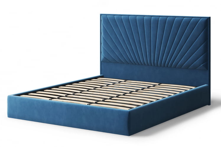 Кровать Леона, 2000 * 1400 мм (без опор), велюр Бренди лайт 08 (синий), (б/основания, б/матраса)_1