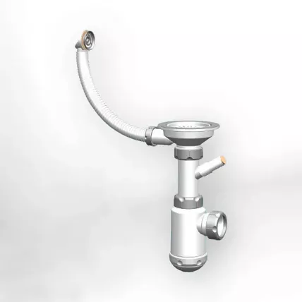 Сифон GRAND 3 1/2 с круглым переливом и винтом металл. с отводом (С.Н. 311-11-24)_0