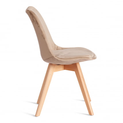 Стул TULIP SOFT (mod. 053V) дерево/пластик/вельвет, 49,5 x 54,5 x 84 см, Бежевый (HLR 12)/натуральный_1
