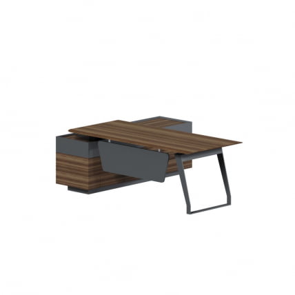 Стол руководителя на опорной тумбе QUARTZ QZ.0101.BW+QZ.0201.BW.GF.R правый_1