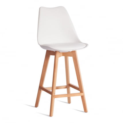 Стул барный TULIP BAR (mod. C1014H-1) / 1 шт. в упаковке пластик/дерево, 42 х 47,5 х 104 см, White (Белый) 70029/ натуральный_0