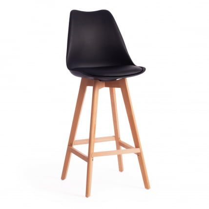 Стул барный TULIP BAR (mod. C1014H-1) пластик/дерево, 42 х 47,5 х 104 см, Black (Черный) 3010/ натуральный_0