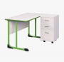 Стол учителя с тумбой 1350х650 с антивандальной полиуретановой кромкой Зеленый/Серый_3680895