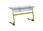 Парта двухместная регулируемая по высоте SMARTY с углом наклона столешницы и антивандальной полиуретановой кромкой (рост 3-5) Оливковый/Серый_3680851