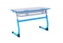 Парта двухместная регулируемая по высоте SMARTY с антивандальной  полиуретановой кромкой (рост 3-5) Голубой/Серый_3680427