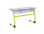 Парта двухместная регулируемая по высоте SMARTY с углом наклона столешницы и антивандальной полиуретановой кромкой (рост 5-7) Желтый/Серый_3680789