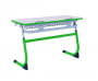 Парта двухместная регулируемая по высоте SMARTY с углом наклона столешницы и антивандальной полиуретановой кромкой (рост 5-7) Зеленый/Серый_3680790